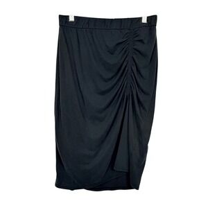 Green Envelope Los Angeles Black Ruched Drape Midi Skirt‎ Women's Size M